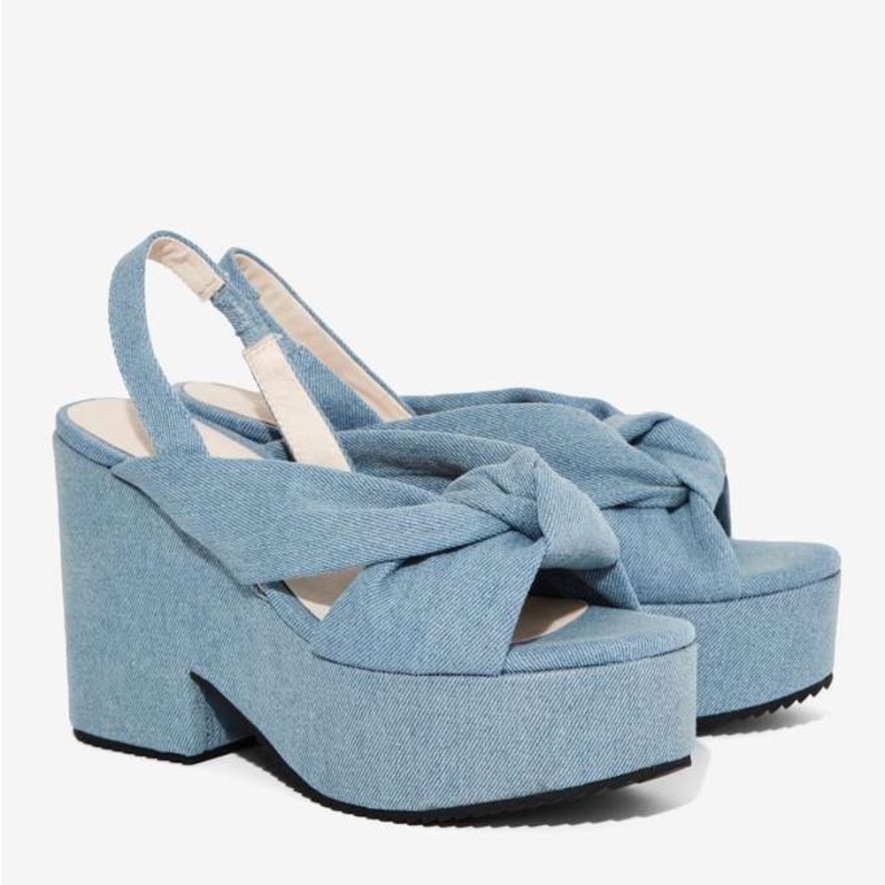NEW Free People X Intentionally Blank Jean Denim Platform Size 39